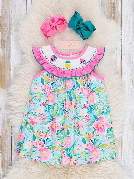 Fruity Summer Garden Smocked Dress