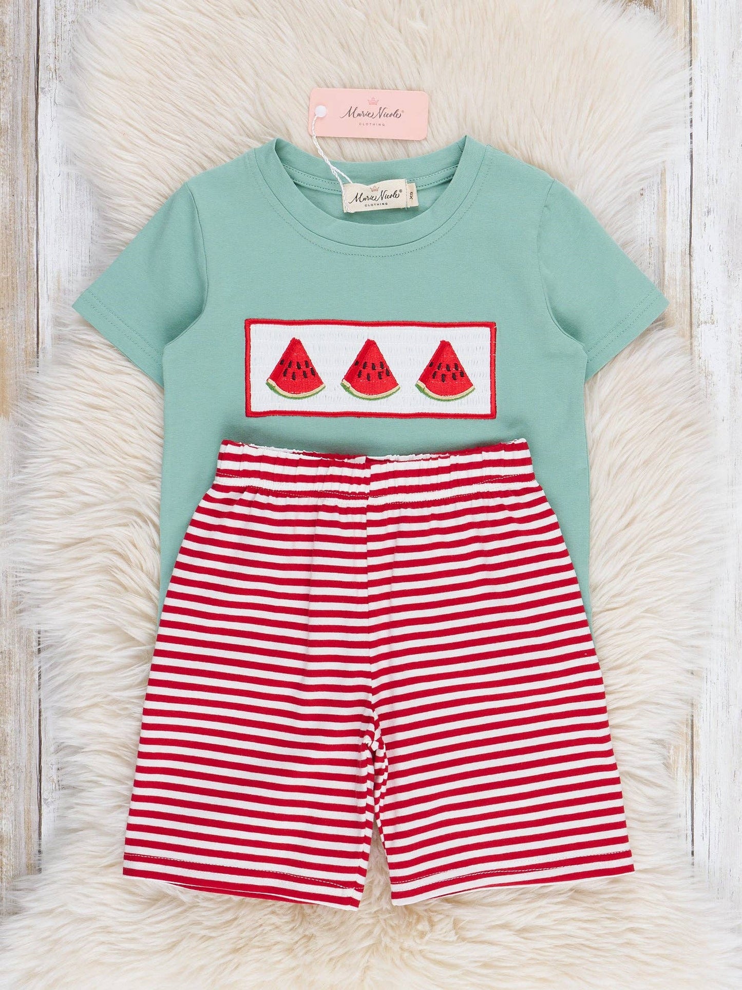Watermelon Stripes Smocked Outfit