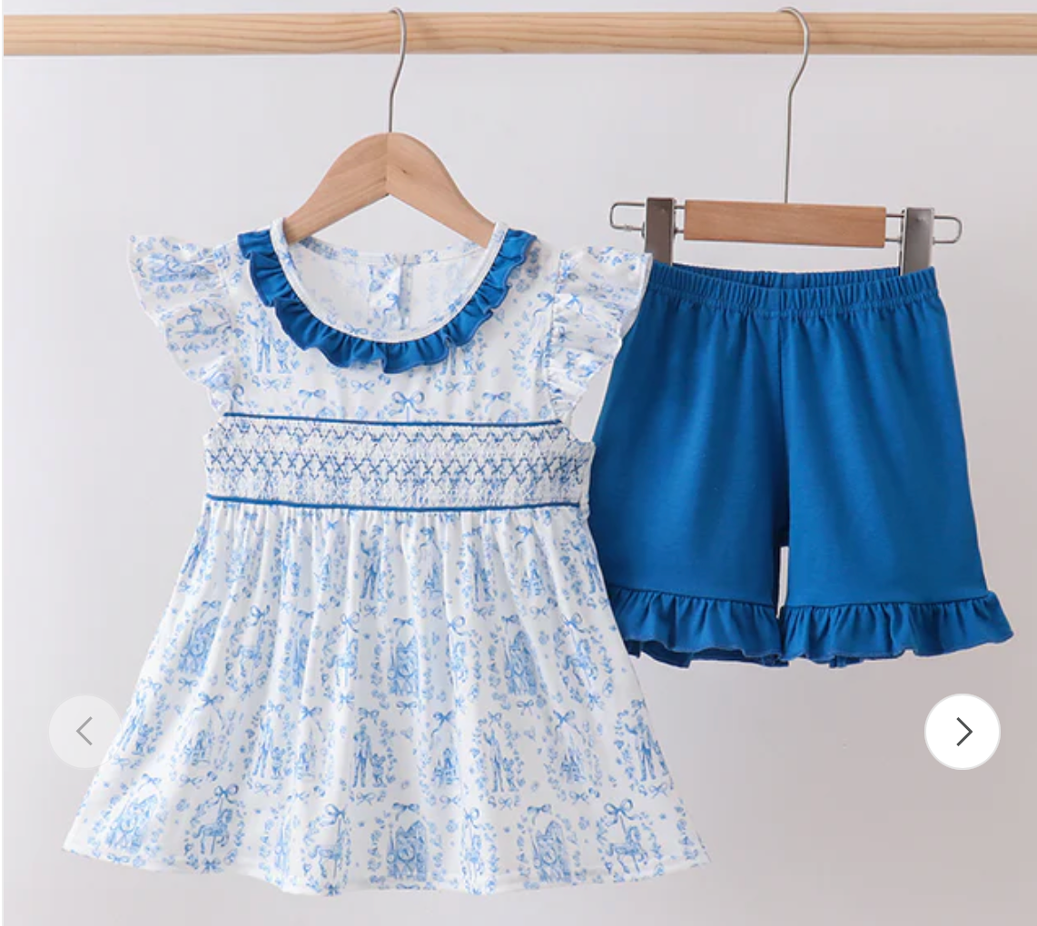 BLUE CASTLE SMOCKED RUFFLE SET