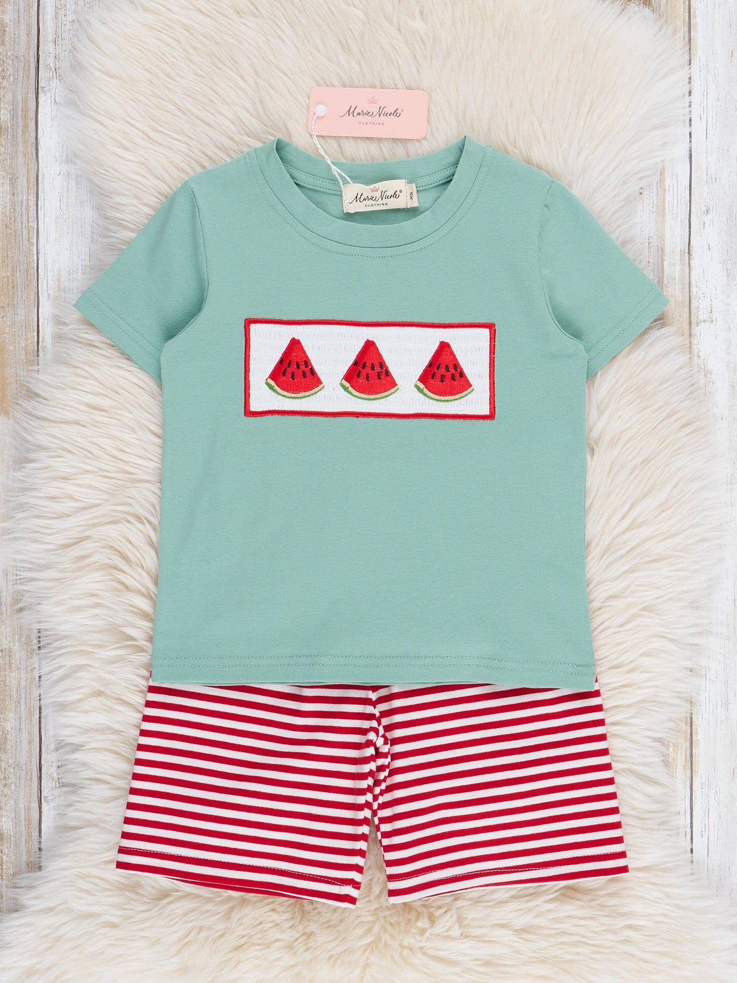Watermelon Stripes Smocked Outfit