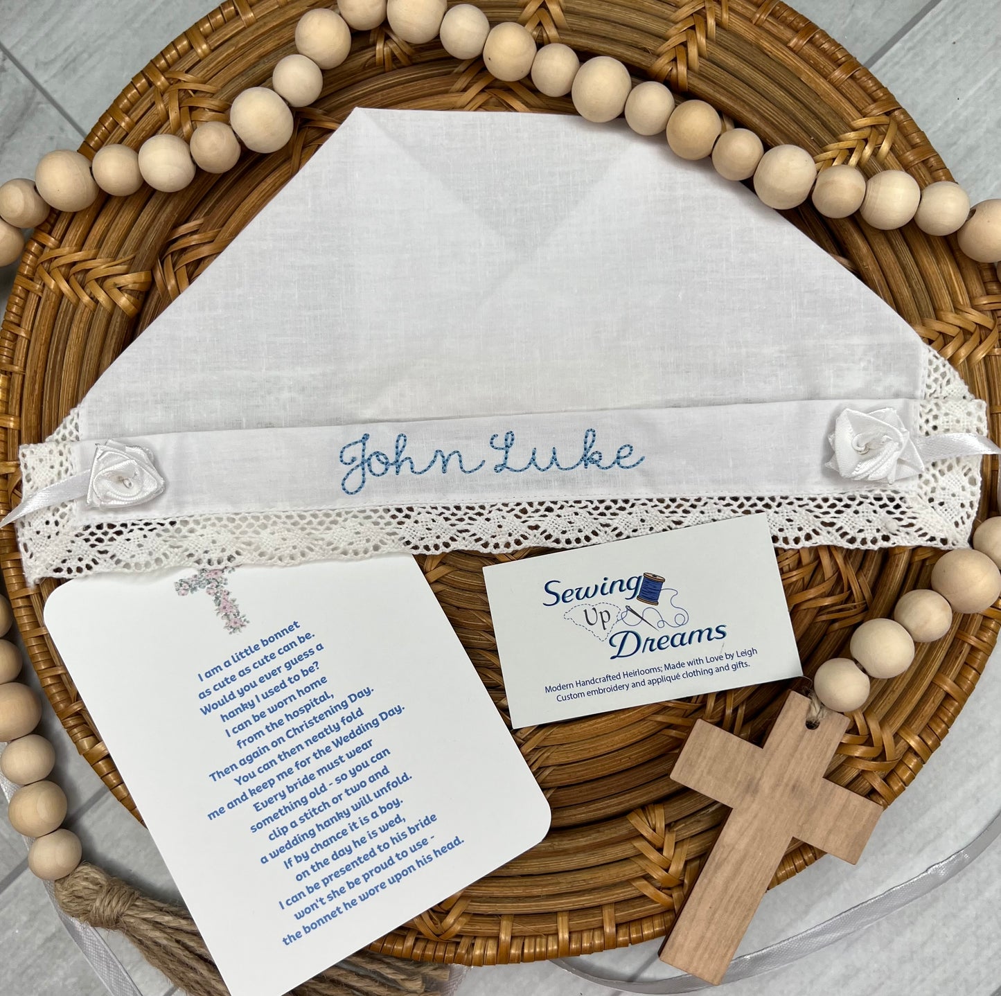 Christening Bonnet/Wedding Hankie