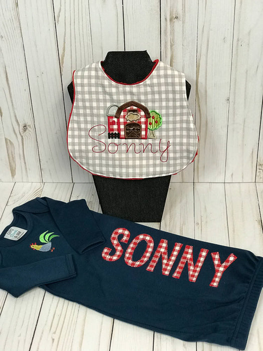 Baby Boy Coming Home Gown and Bib Set